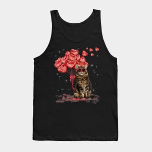 Funny Maine Coon Heart Valentines Day Cat Tank Top